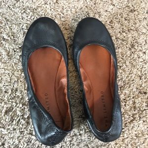 Leather black ballet flats. NWOT